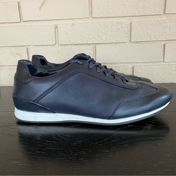 Zara Man Shoes Mens 42 US 9 Black Leather Business Casual Dress Work Sneakers - Picture 1 of 6